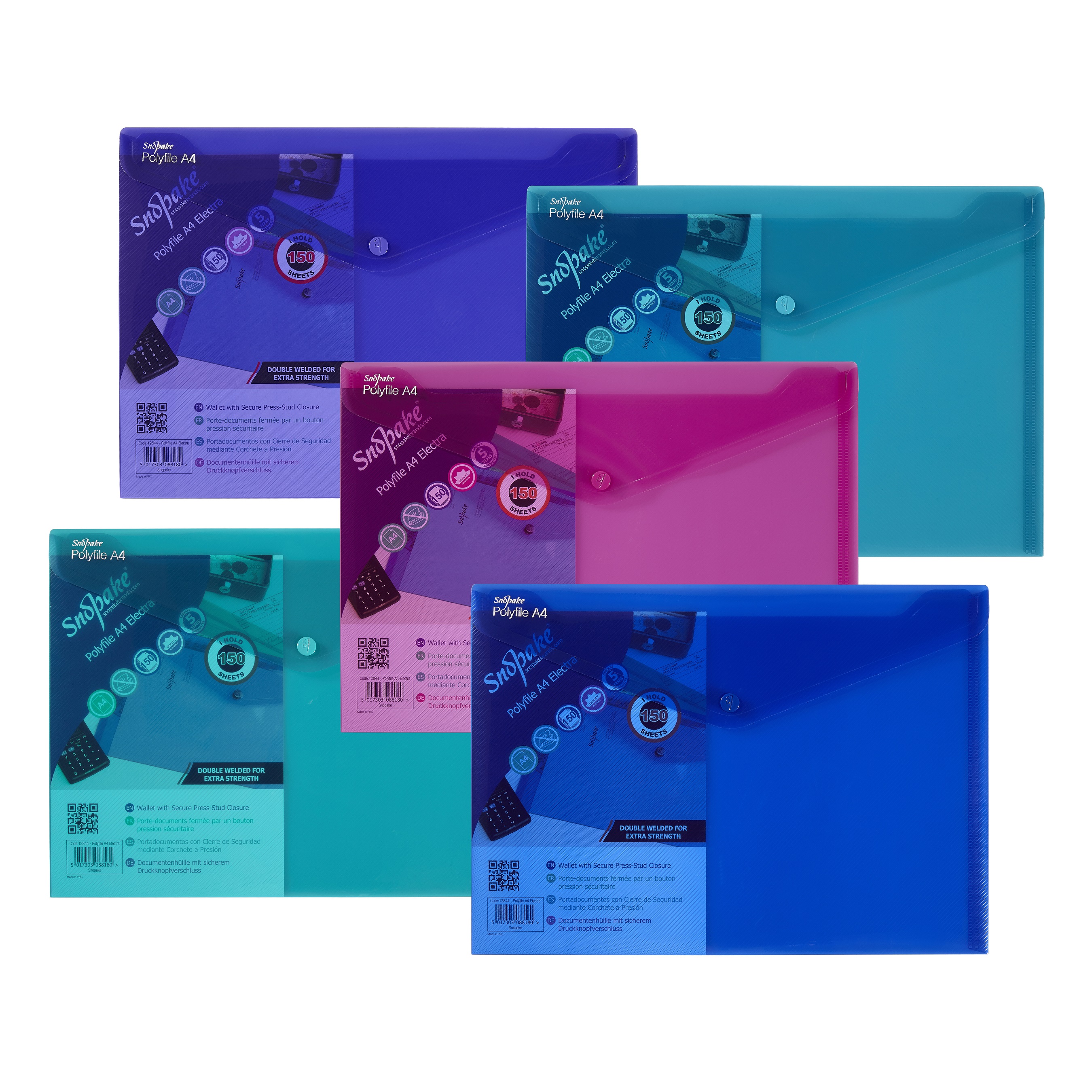 POLYFILE A4 ELECTRA ASSORTED- 5 FILES