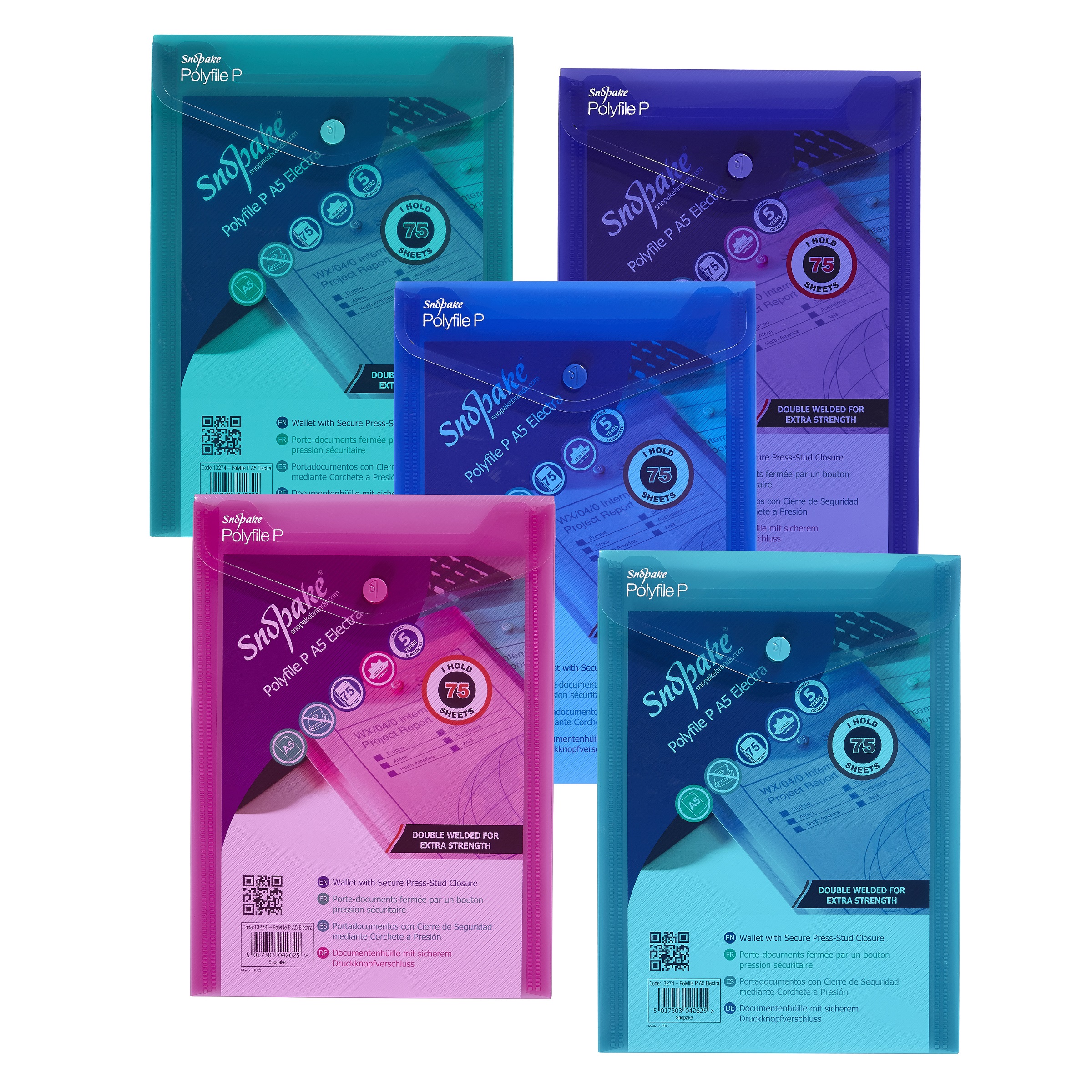 POLYFILE P A5 ELECTRA ASSORTED- 5 FILES