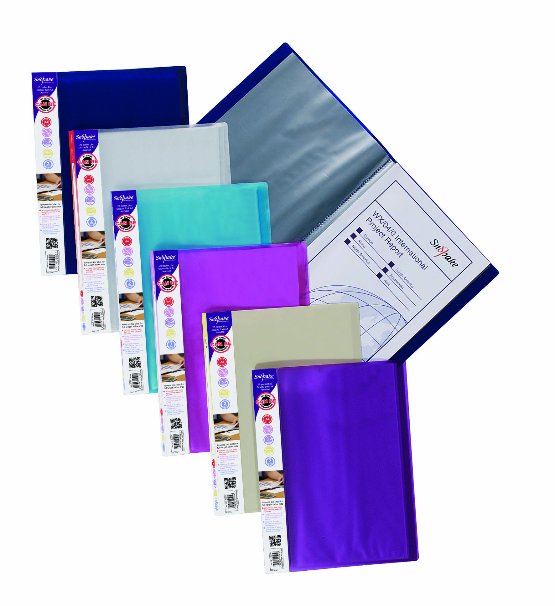 Snopake Lite A4 Display Book 20 Pocket Assorted Colours (Pack 12)