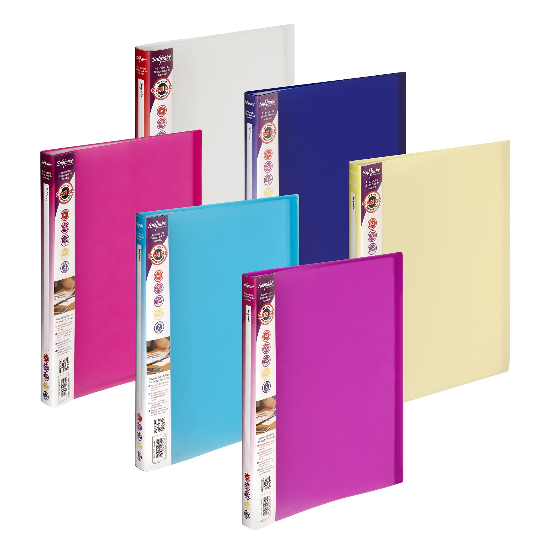 Snopake Lite A4 Display Book 40 Pocket Assorted Colours (Pack 12)