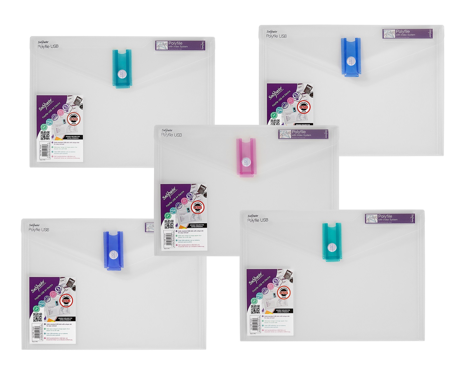 POLYFILE USB A4 ELECTRA ASSTD- 5 FILES