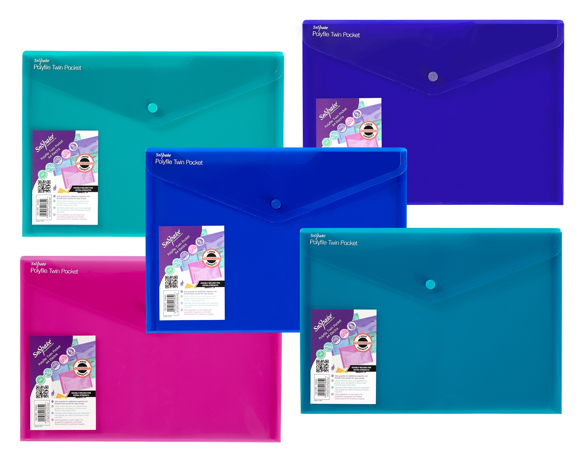 POLYFILE TWIN POCKET A4 ELECTRA ASSTD- 5