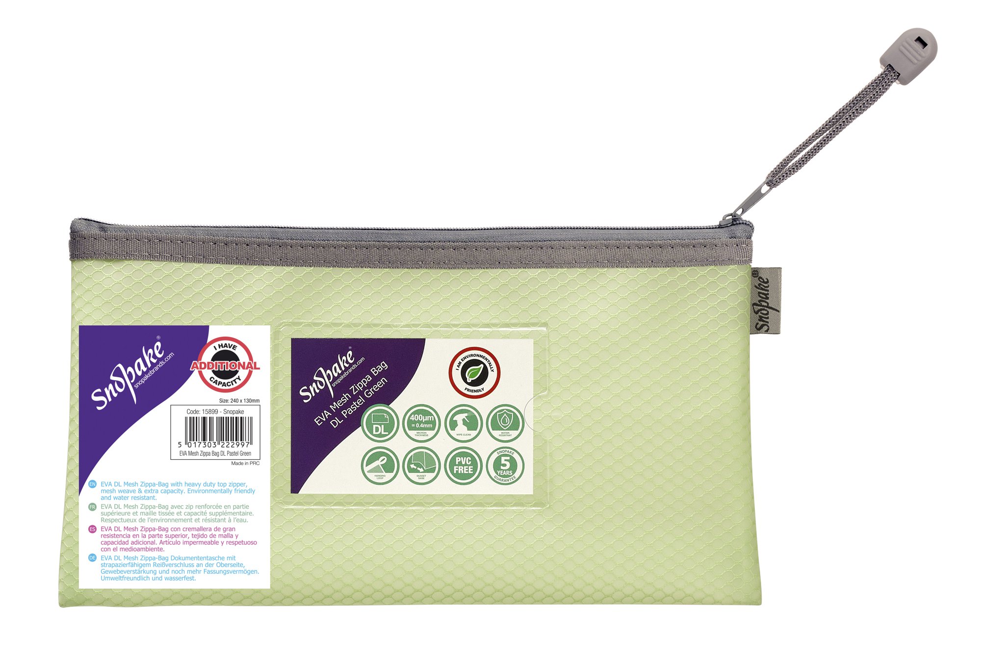 EVA PASTEL MESH HC DL ZIPPA BAG - GREEN-