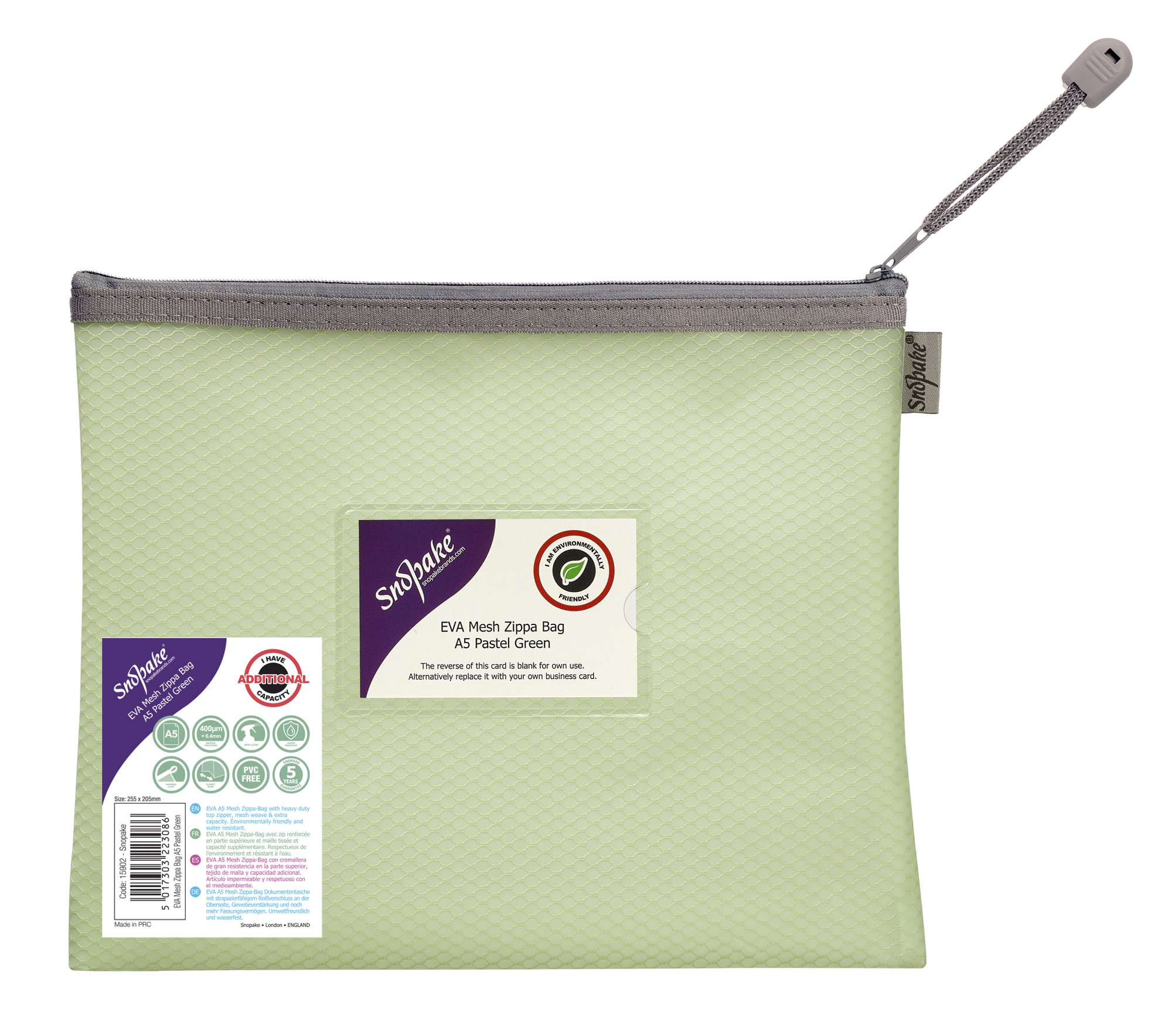 EVA PASTEL MESH HC A5 ZIPPA BAG - GREEN-