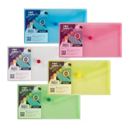 Snopake Polyfile Wallet File Polypropylene DL Classic Assorted Colours (Pack 5)