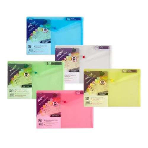 Snopake Polyfile Wallet File Polypropylene Foolscap Classic Assorted Colours (Pack 5) - 10087X