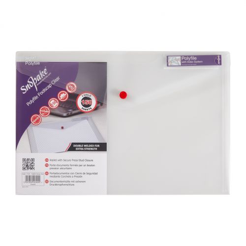 Snopake Polyfile Wallet File Polypropylene Foolscap Clear (Pack 5) - 11154X