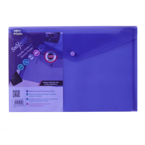 Snopake Polyfile Wallet File Polypropylene Foolscap Electra Purple (Pack 5) - 11162