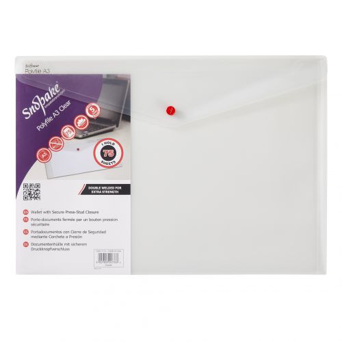 Snopake Polyfile Wallet File Polypropylene A3 Clear (Pack 5) - 11174