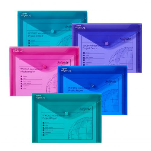 Snopake+Polyfile+Wallet+File+Polypropylene+A5+Electra+Assorted+Colours+%28Pack+5%29+-+11355