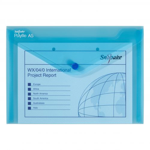 Snopake+Polyfile+A5+Blue-+5+Files