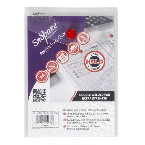 Snopake Polyfile Portrait Wallet File Polypropylene A6 Clear (Pack 5) - 13293