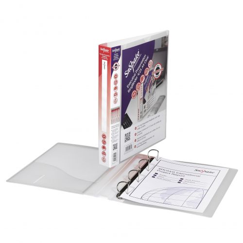 Snopake Executive Presentation Ring Binder Polypropylene 4 D-Ring A4 25mm Rings Clear (Pack 10) - 13386