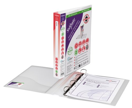 Snopake+Executive+Presentation+Ring+Binder+Polypropylene+4+D-Ring+A4+25mm+Rings+Clear+%28Pack+10%29+-+13386