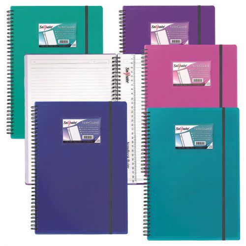 Snopake+NoteGuard+75+Sheets%2F150+Pages+A4+Notebook+Electra+Assorted+%28Pack+5%29+14321