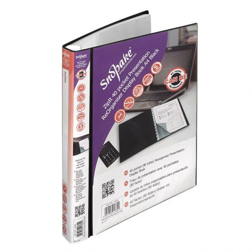 Snopake+ReOrganiser+A4+Display+Book+40+Pocket+Black+-+15780