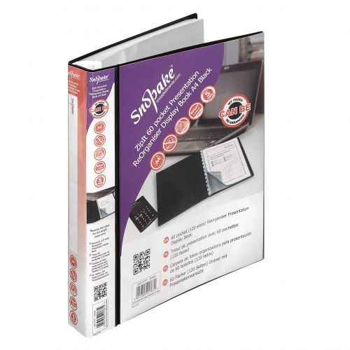 Snopake ReOrganiser A4 Display Book 60 Pocket Black