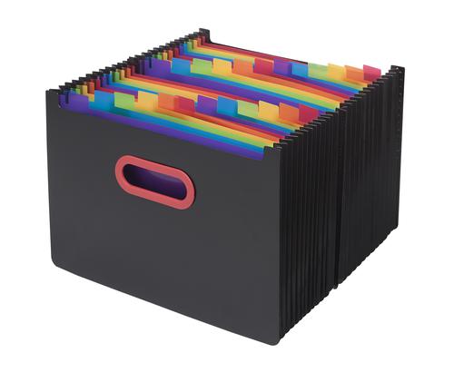 Snopake Rainbow and Black Desk Expander Polypropylene A4 24 Part Black