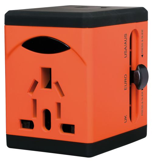 Swordfish VariPlug Dual USB Universal Travel Adapter Orange