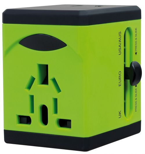 Swordfish VariPlug Dual USB Universal Travel Adapter Green Swordfish VariPlug Dual USB Universal Travel Adapter Green