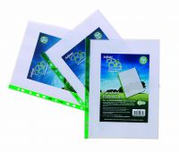Snopake Bio Multi Punched Pocket Polypropylene A4 55 Micron Green Strip Embossed Top Opening Clear (Pack 100) - 15440