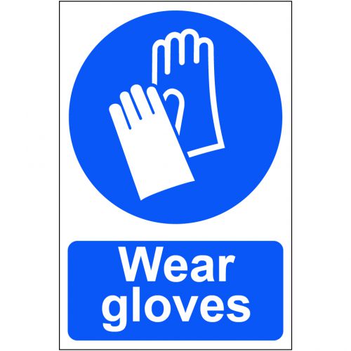 Wear Gloves Sign, S/​A Semi Rigid PVC