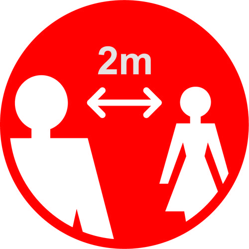 Red Social Distancing Floor Graphic - 2m Apart (400mm dia.)
