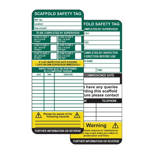 Scaffold Tag Inserts (Pack of 50) Scaffold Tag Inserts (Pack of 50)