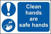Clean Hands are Safe Hands Signs 300x200mm Rigid PVC 0421