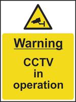 Self-Adhesive Vinyl Warning CCTV In Operation sign (300 x 400mm). Easy to use and fix.