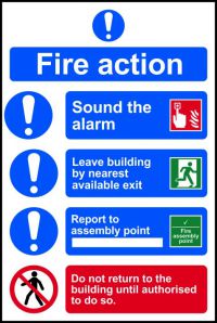 FIRE ACTION SIGN 200X300MM RPVC 11509
