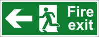 Self-Adhesive Vinyl Fire Exit sign with running man and arrow left (400 x 150mm). Easy to use and fix.