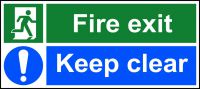 FIRE EXIT KEEP CLEAR SIGN 400X150MM SAV