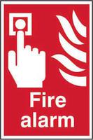 Fire Alarm sign (200 x 300mm). Manufactured from strong rigid PVC and is non-adhesive; 0.8mm thick.
