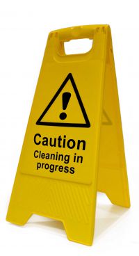 Caution Clean In Progress Heavy Duty A Board made from polypropylene and are printed on both sides. Size 620 x 300 x 450mm