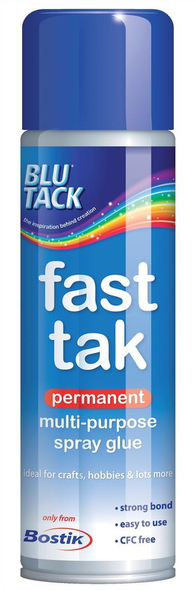 Image for Bostik Blu-Tack Fast Tak Adhesive Spray Can Permanent 150ml Ref 80215 [Pack 6]