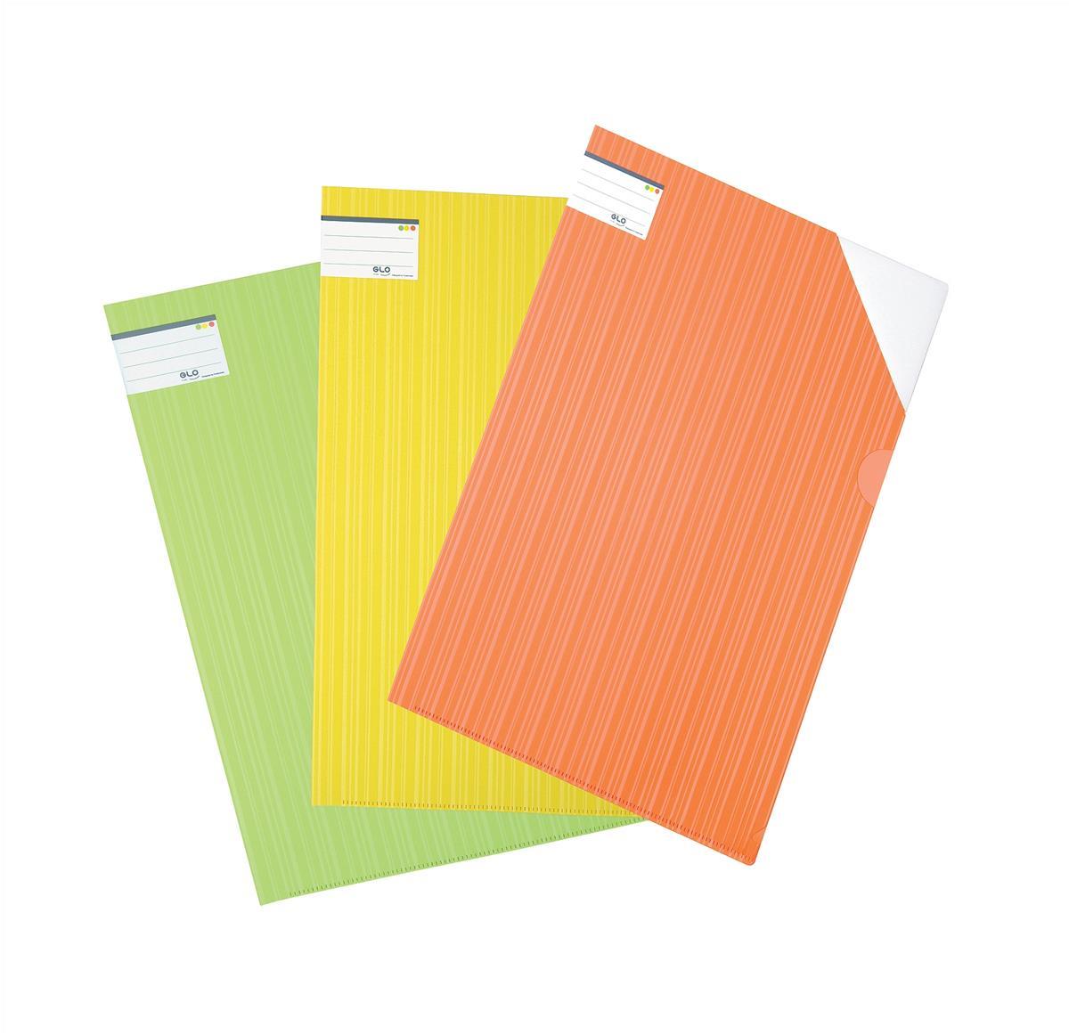 Image for GLO Slip File Corner Lock Capacity 20 Sheets A4 Assorted [Pack 12]