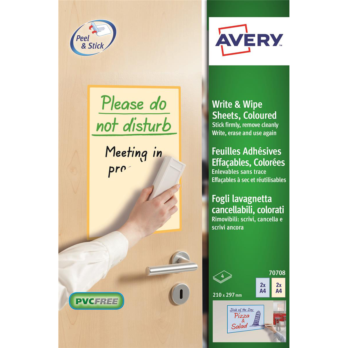 Image for Avery Write and Wipe Colour Mix Pack A4 Sheets Ref 70708 [4 Sheets]