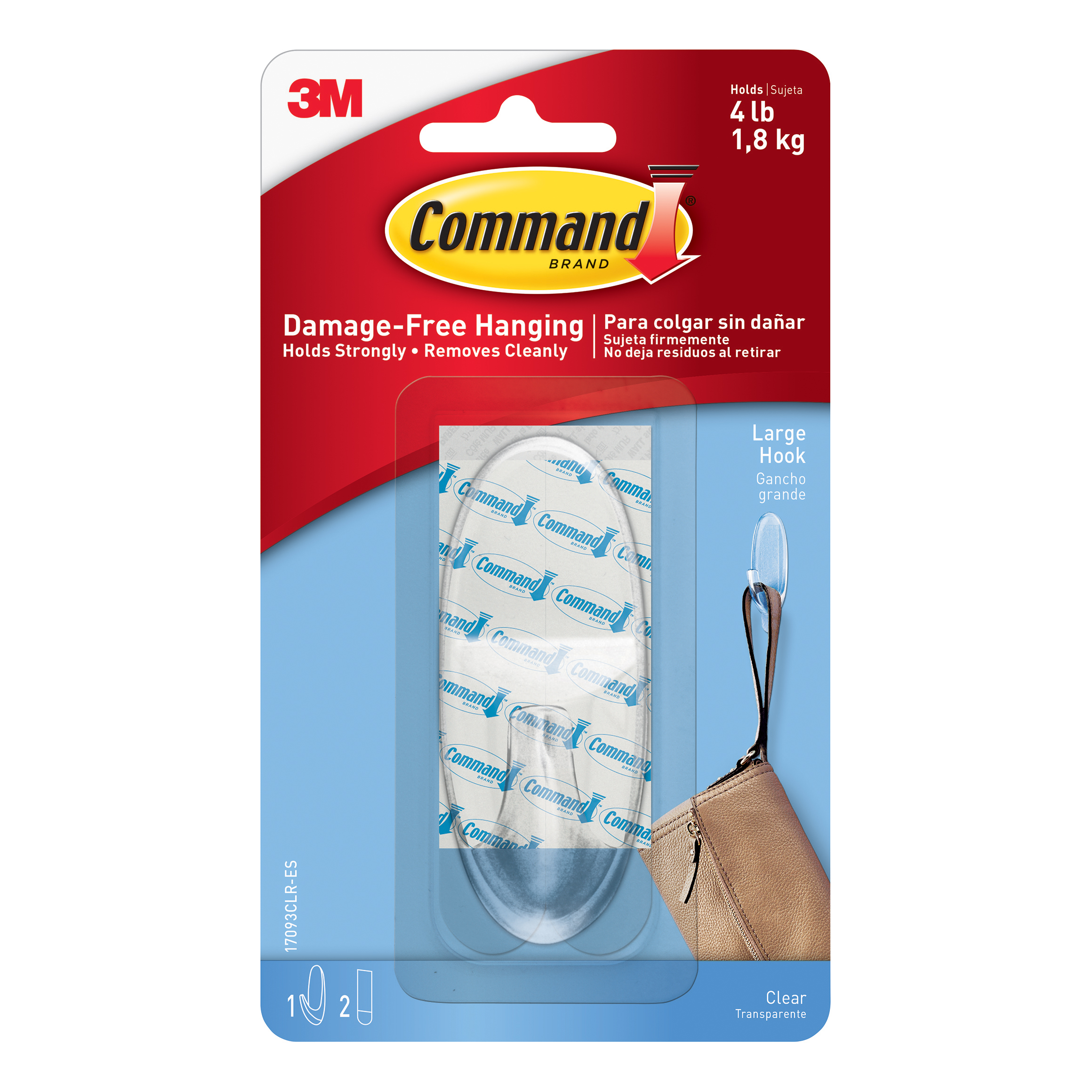 Image for Command Oval Adhesive Single Hook Large Clear Ref 17093CLR