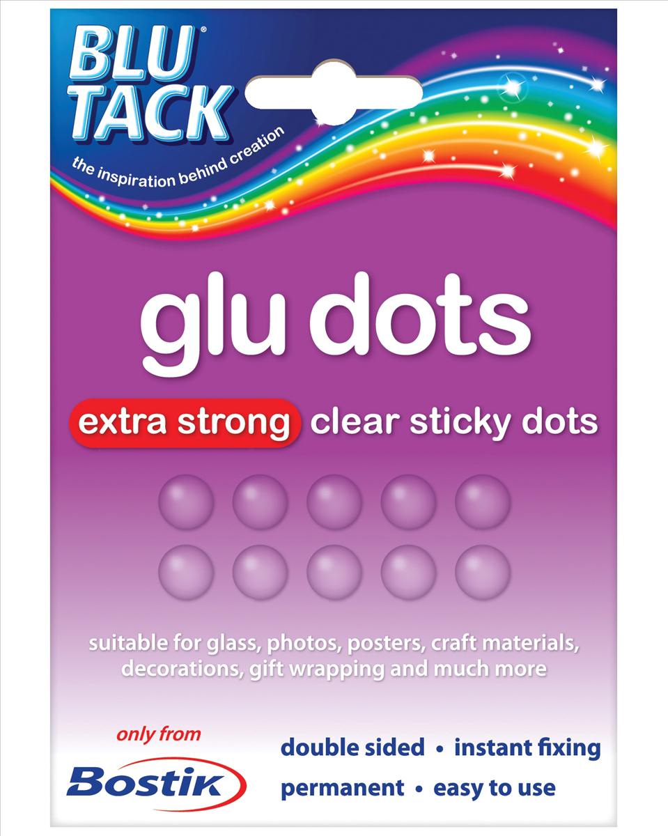 Image for Blu Tack Extra Strong Removable Double Sided Adhesive Dots 64 Per Wallet Clear Ref 805811 [12 Wallets]
