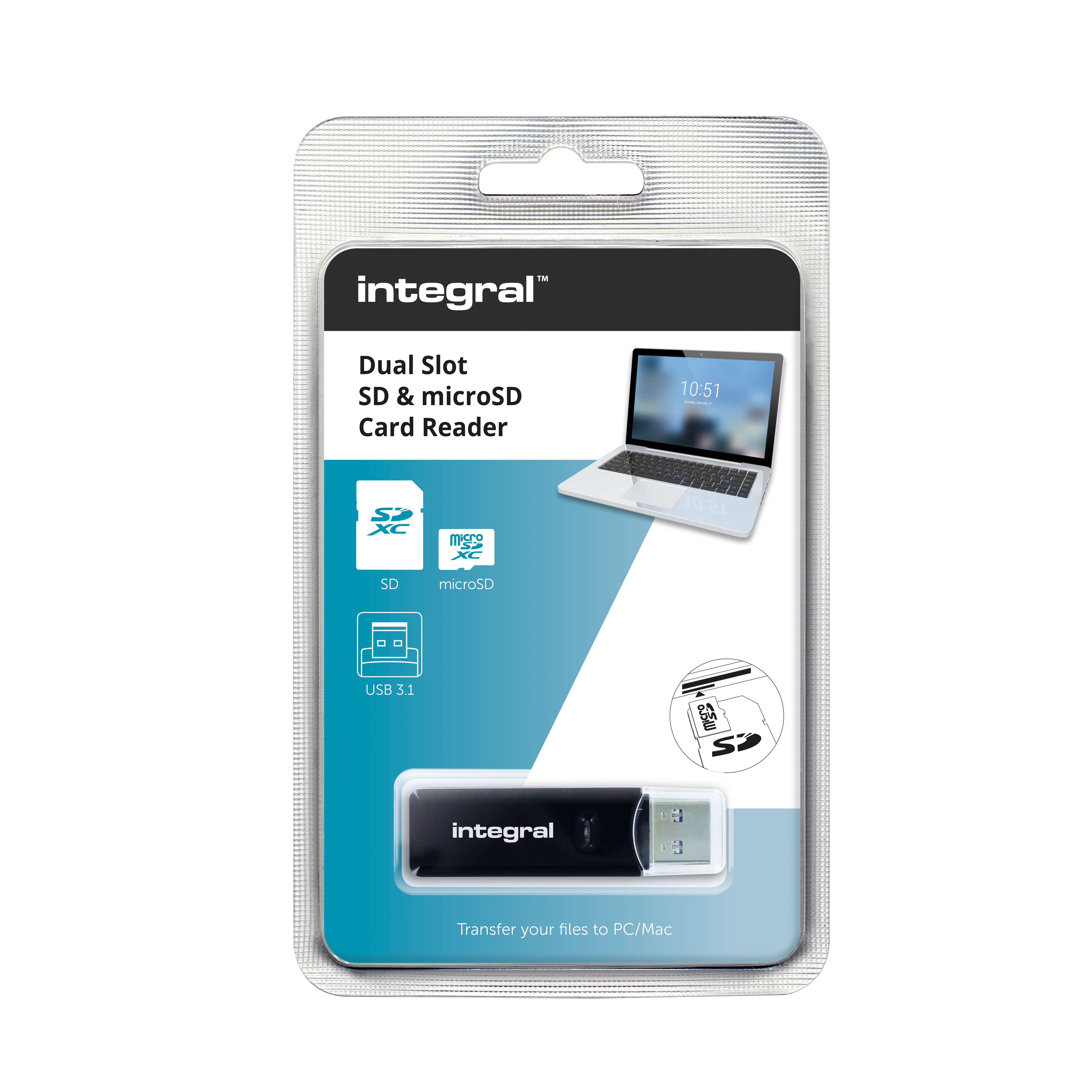 Integral Memory Card Reader SD and Micros Formats USB 3.0 Dual Slot Ref INCRUSB3.0SDMSD Integral Memory Card Reader SD and Micros Formats USB 3.0 Dual Slot Ref INCRUSB3.0SDMSD