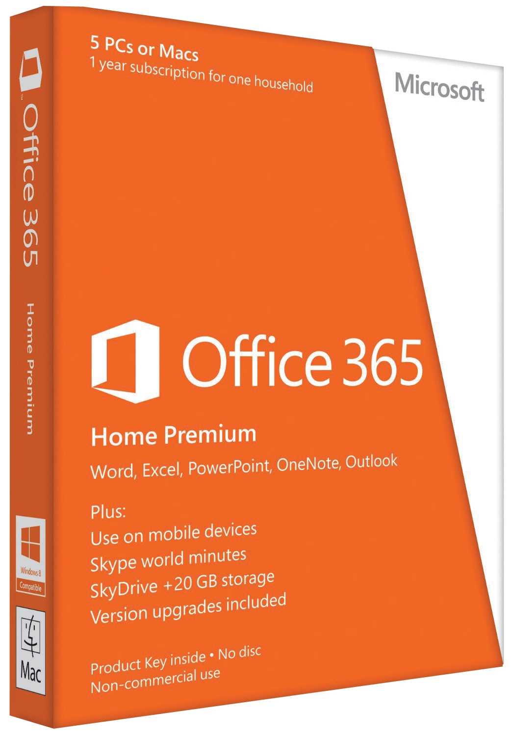 Image for Microsoft Office 365 Home Premium Subscription Licence 1 Year Up to 5 PCs and Macs Ref 6GQ-00020