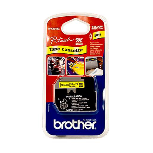 Brother P-Touch M-K631BZ 12mmx8m BlackOnYellow Plastic Labelling Tape Ref MK631BZ *3to5 Day Leadtime* Brother P-Touch M-K631BZ 12mmx8m BlackOnYellow Plastic Labelling Tape Ref MK631BZ *3to5 Day Leadtime*