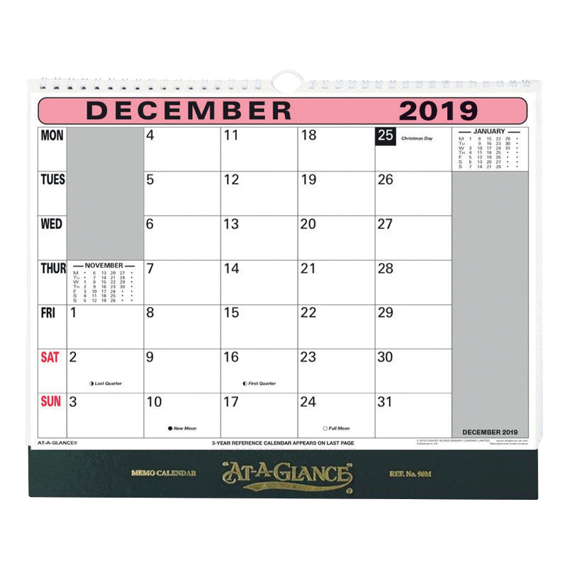 At-A-Glance 2019 Flip-over Wall Calendar Month to View 330x276mm Assorted Ref 90M 2019 At-A-Glance 2019 Flip-over Wall Calendar Month to View 330x276mm Assorted Ref 90M 2019