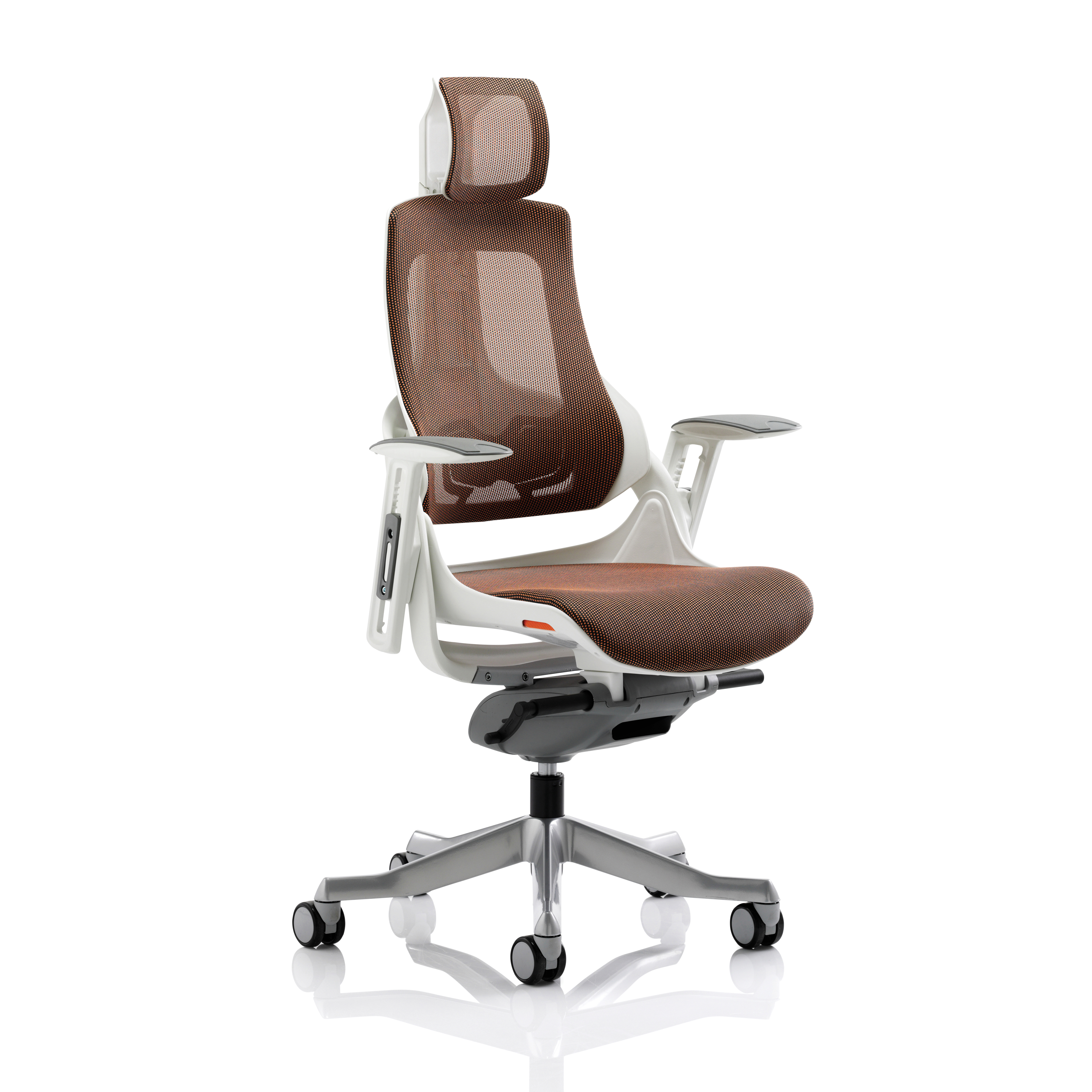 Adroit Zure White Frame Mesh Head Rest Mandarin 565x520x450-550mm Ref KC0163 Adroit Zure White Frame Mesh Head Rest Mandarin 565x520x450-550mm Ref KC0163