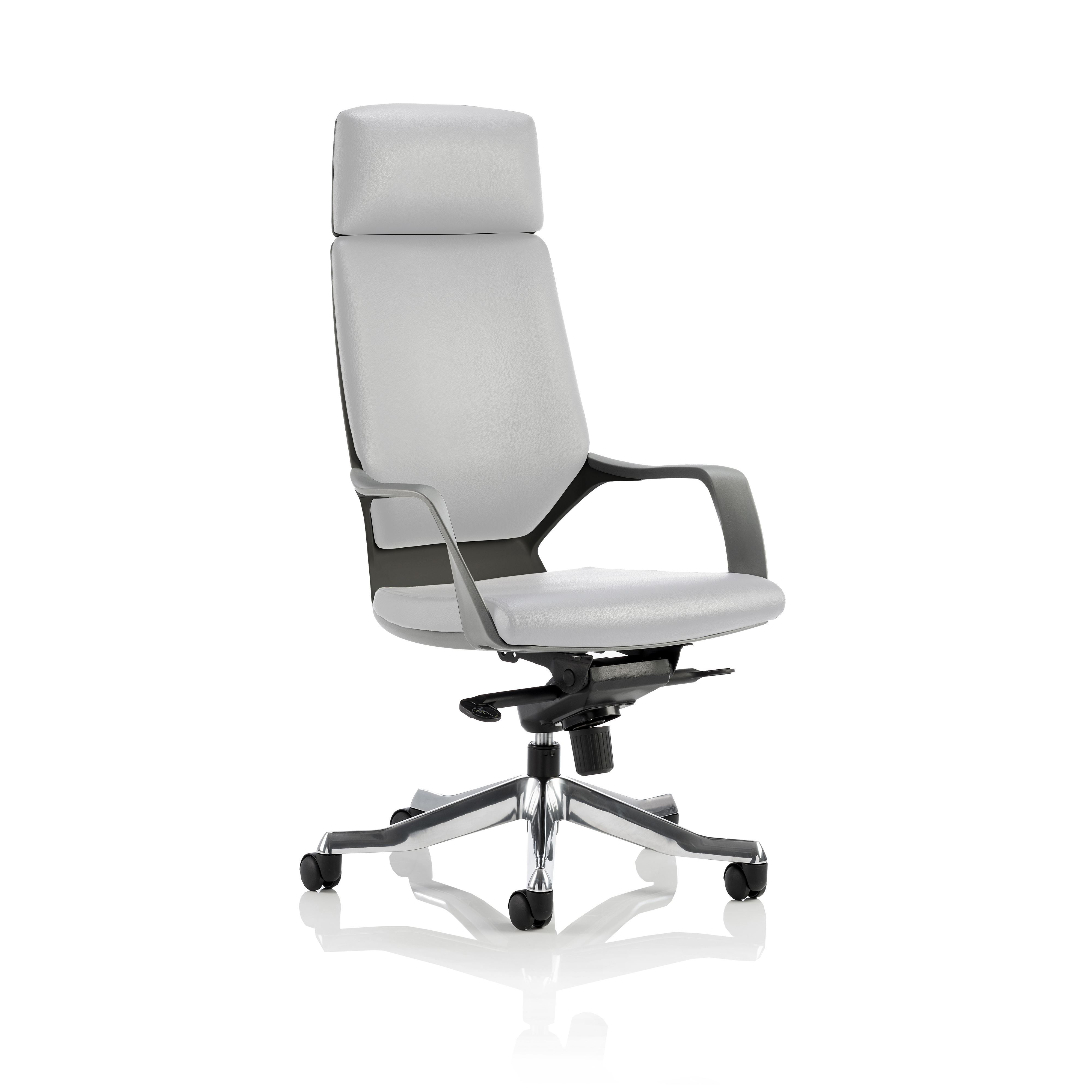 Adroit Xenon Black Shell Head Rest White Leather 520x470x450-535mm Ref KC0217 Adroit Xenon Black Shell Head Rest White Leather 520x470x450-535mm Ref KC0217