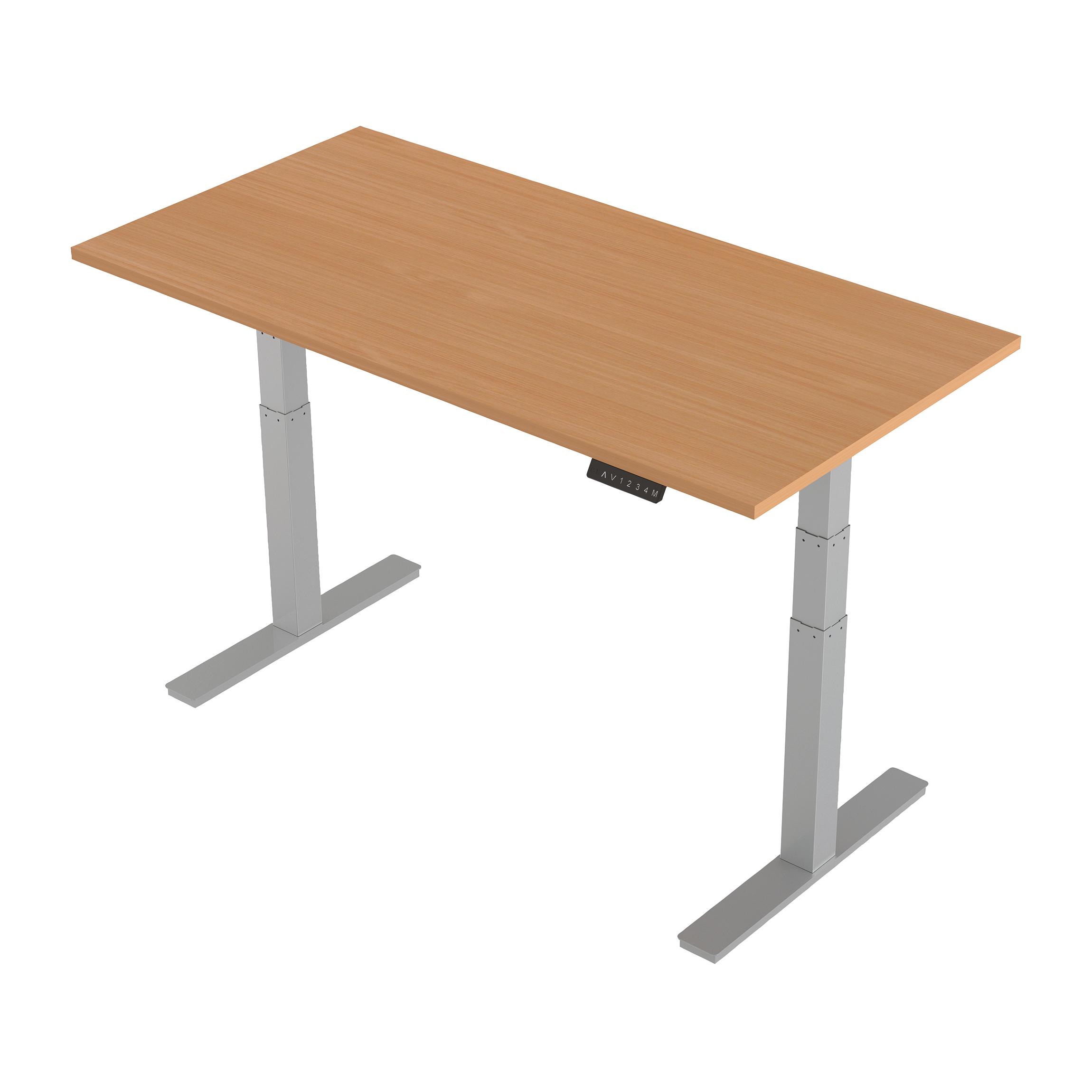 Trexus Sit-Stand Desk Height-adjustable Silver Leg Frame 1600/800mm Beech Ref HA01003 Trexus Sit-Stand Desk Height-adjustable Silver Leg Frame 1600/800mm Beech Ref HA01003