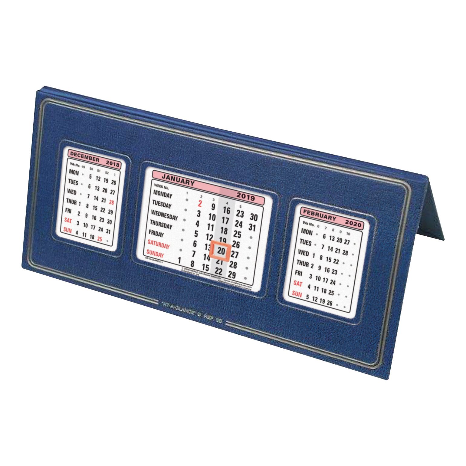 At-A-Glance 2019 Desk Calendar Three Months to View Leatherette Binding 250x130mm Assorted Ref 3S 2019 At-A-Glance 2019 Desk Calendar Three Months to View Leatherette Binding 250x130mm Assorted Ref 3S 2019
