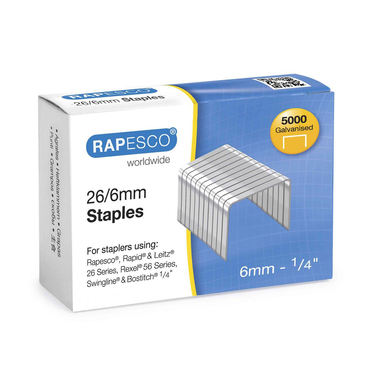 Rapesco Staples 26/6mm Ref S11662Z3 [Pack 5000]