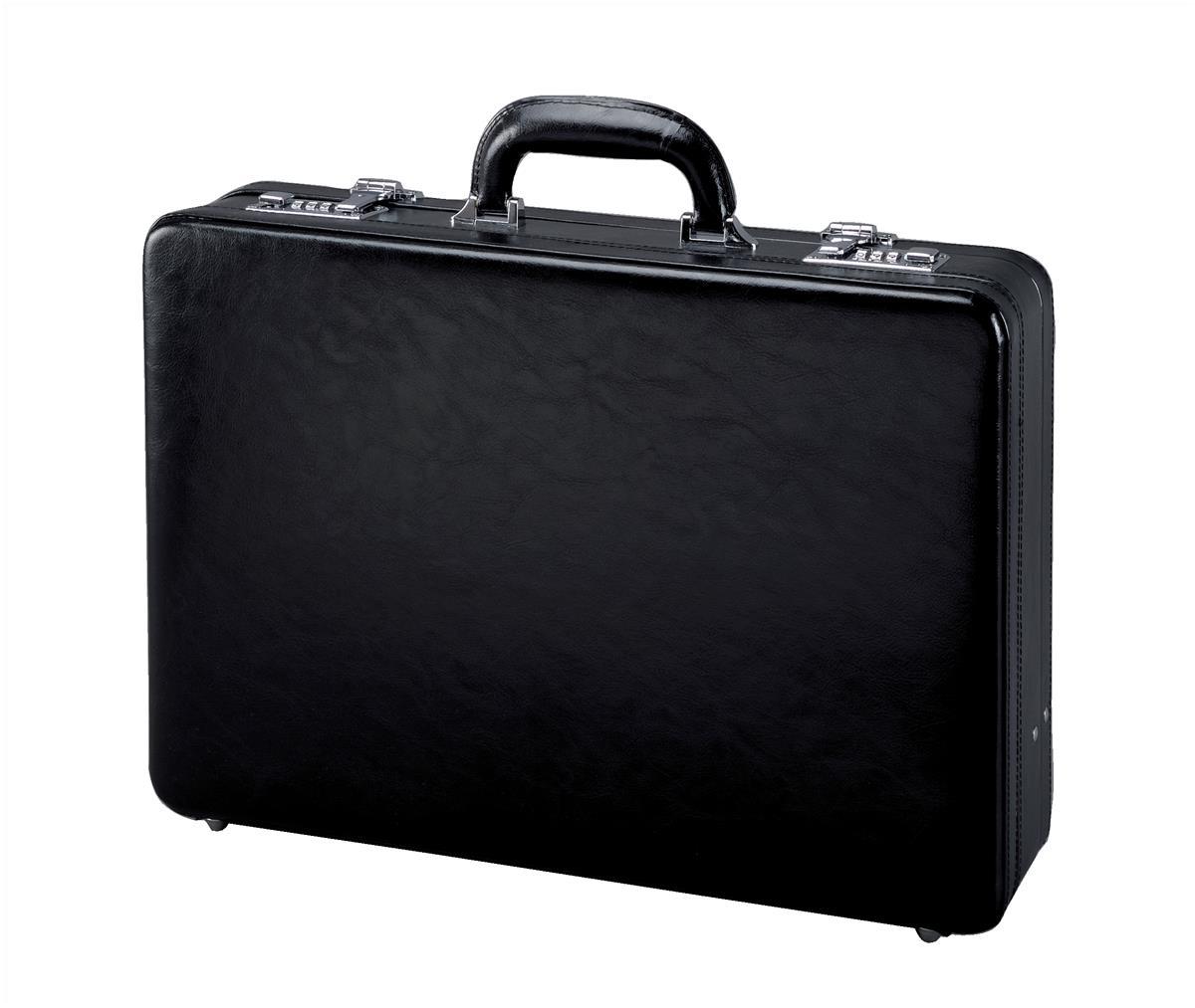 Image for Alassio Attache Case Leather 3x A4 Compartments Expandable by 20mm Black Ref 41033